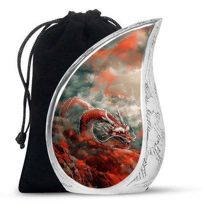 Midnight Dragon Moon Cremation Urn - Black Aluminium Urn For Adult Ashes