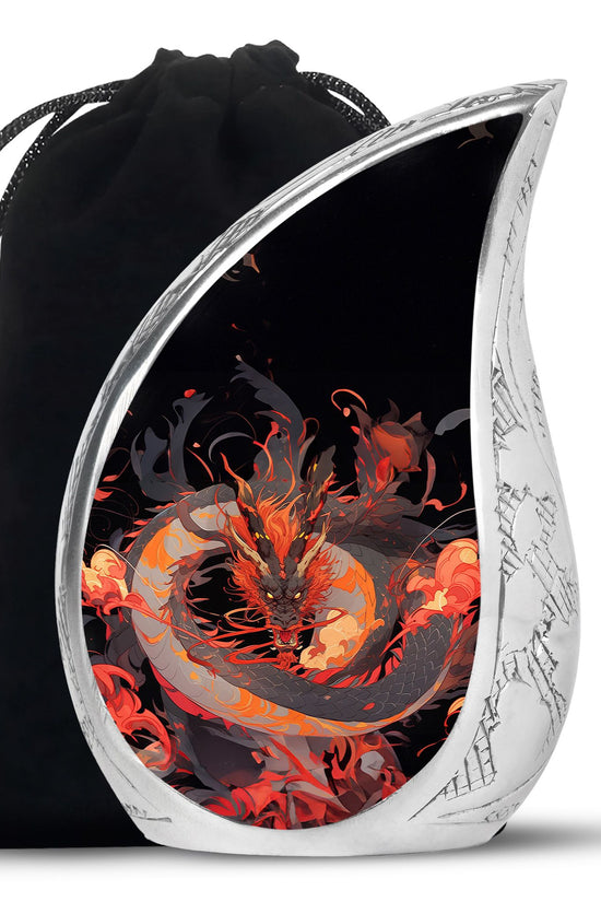 Dragon Fantasy Cremation Urn For Human Ashes - Aluminium Black Memorial Urn