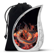 Dragon Fantasy Cremation Urn For Human Ashes - Aluminium Black Memorial Urn