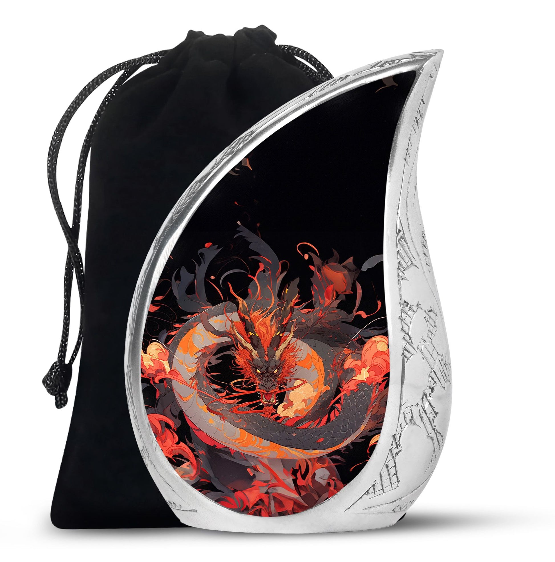 Dragon Fantasy Cremation Urn For Human Ashes - Aluminium Black Memorial Urn