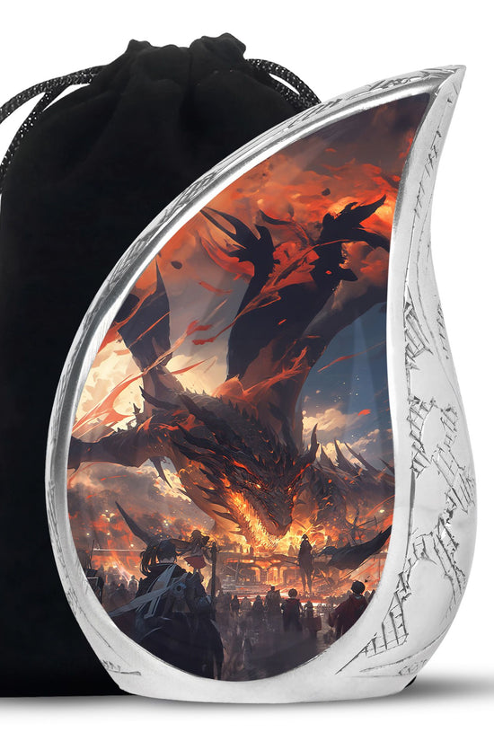 Royal Black Dragon Memorial Urn - Decorative Funeral Urn For Human Ashes