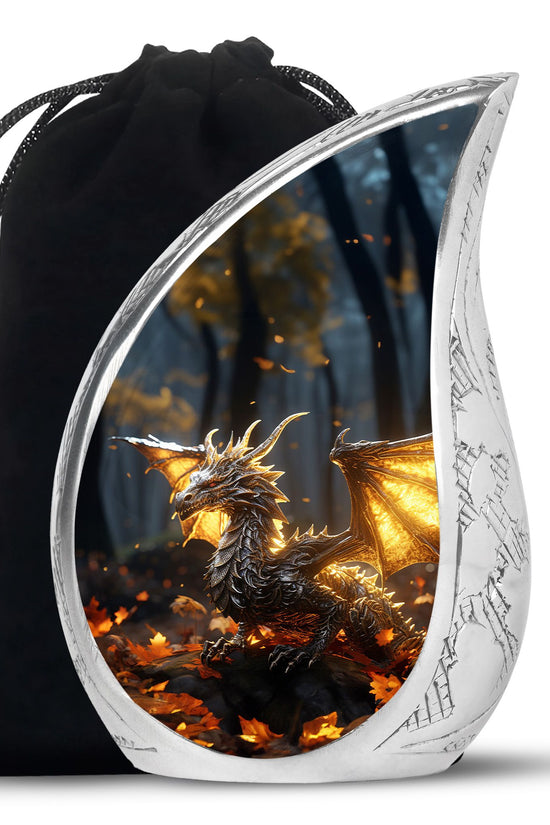Golden Dragon Treasure Funeral Urn For Ashes - Luxury Memorial Urn