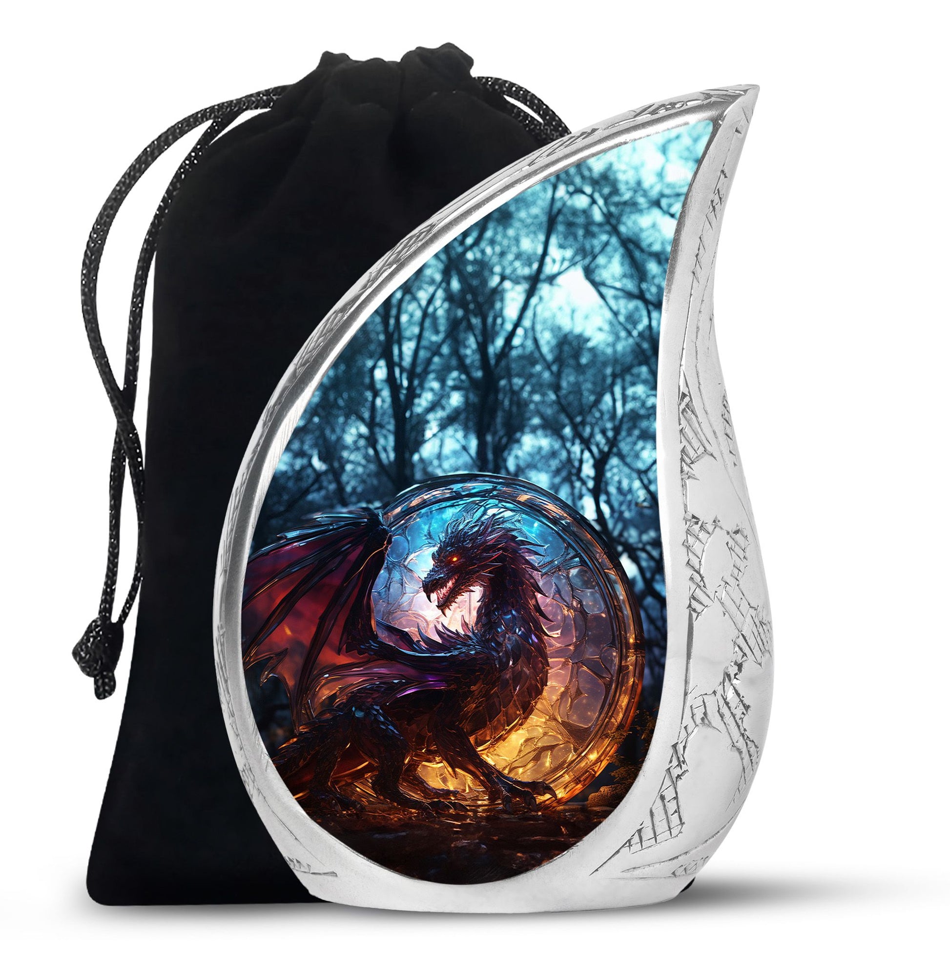 Blue Thunder Dragon Memorial Urn For Ashes - Decorative Cremation Urn