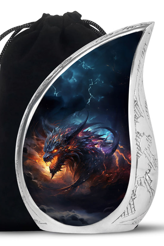 Dragon Flame Warrior Funeral Urn For Ashes - Premium Aluminium Memorial Urn