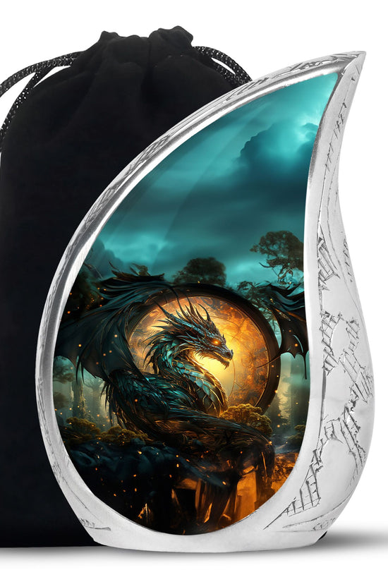 Dragon Warrior Funeral Urn - Aluminium Cremation Urn For Adult Ashes