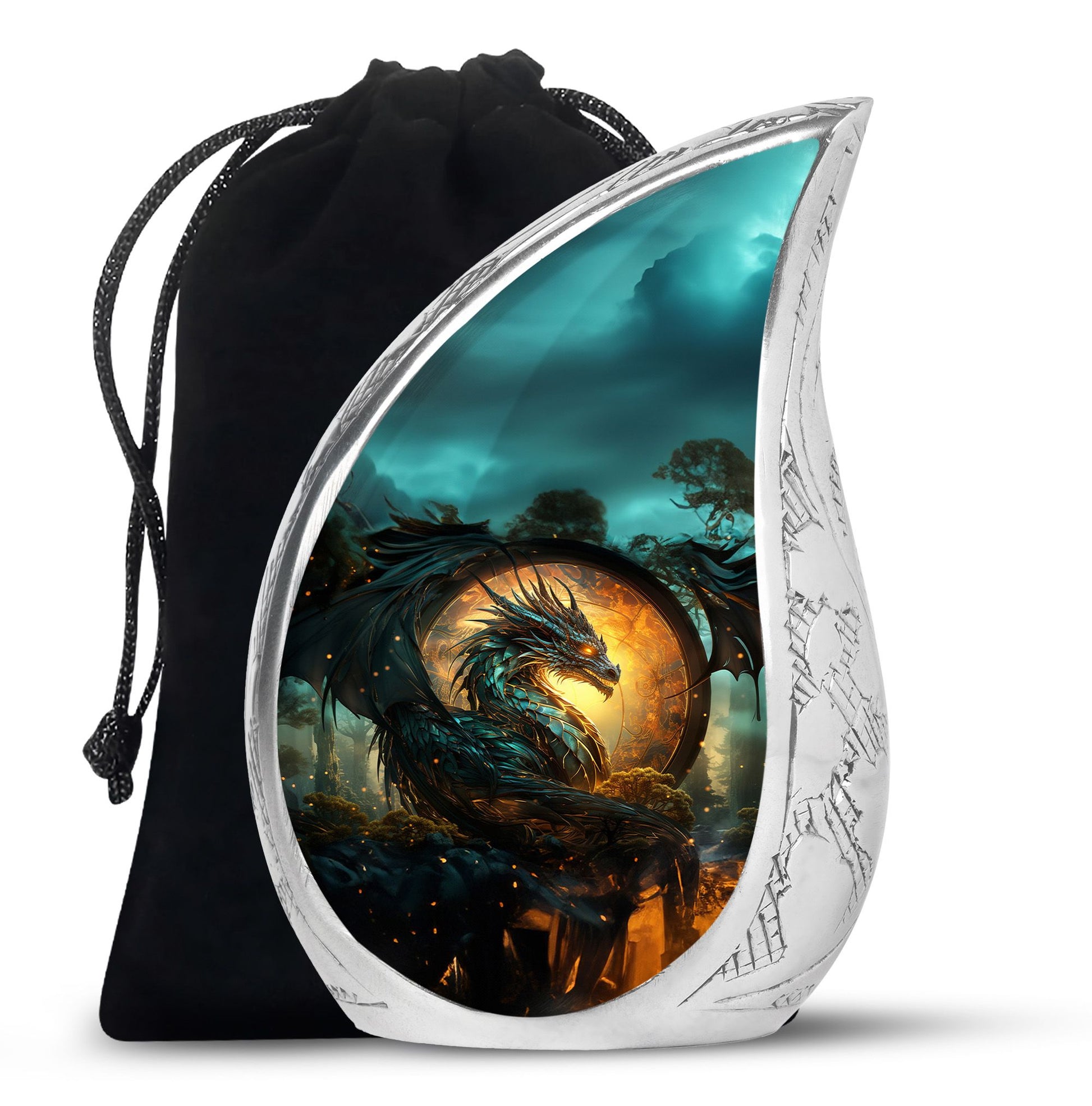 Dragon Warrior Funeral Urn - Aluminium Cremation Urn For Adult Ashes