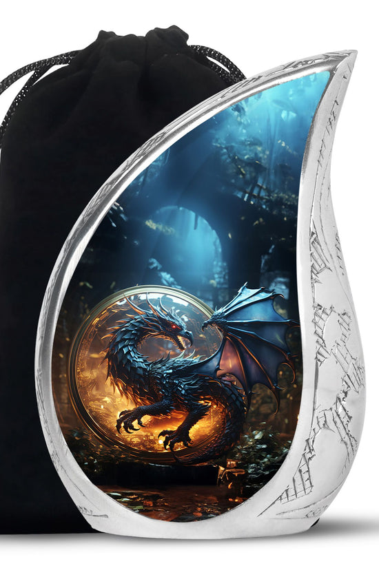 Purple Mystic Dragon Cremation Urn For Ashes - Fantasy Memorial Urn