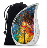 Colourful Artistic Tree Cremation Urn - Large Funeral Urn For Ashes