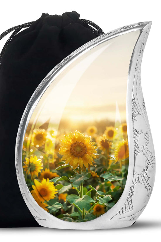 Floral Sunflower Cremation Urn - Peaceful Ashes Urn For Loved Ones