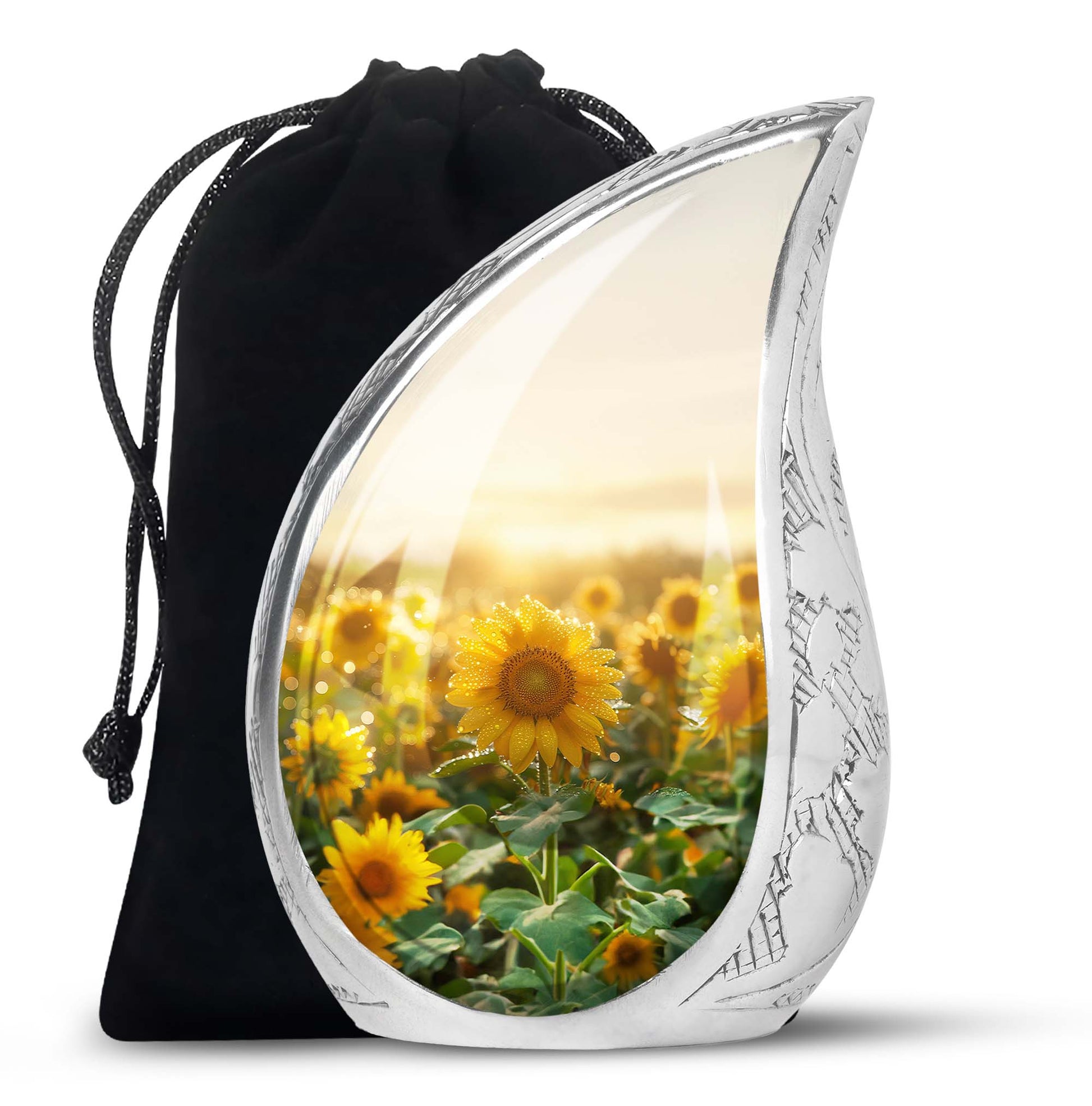 Floral Sunflower Cremation Urn - Peaceful Ashes Urn For Loved Ones