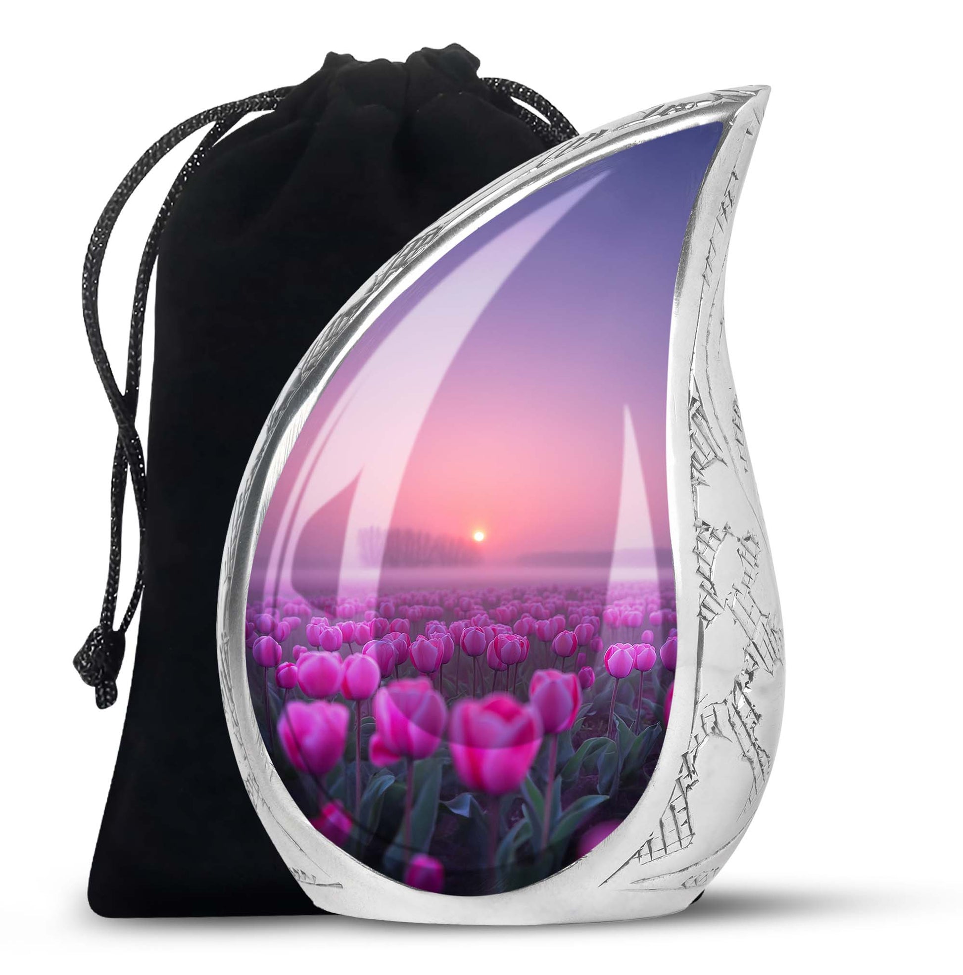 Sunset Pink Tulip Funeral Urn - Elegant Cremation Urn For Human Ashes