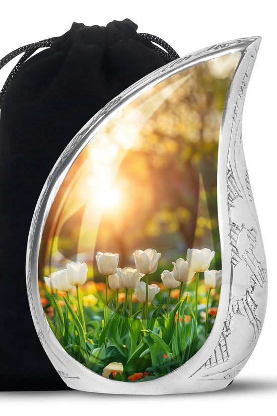Peaceful Tulip Funeral Urn - Large Memorial Urn For Human Ashes