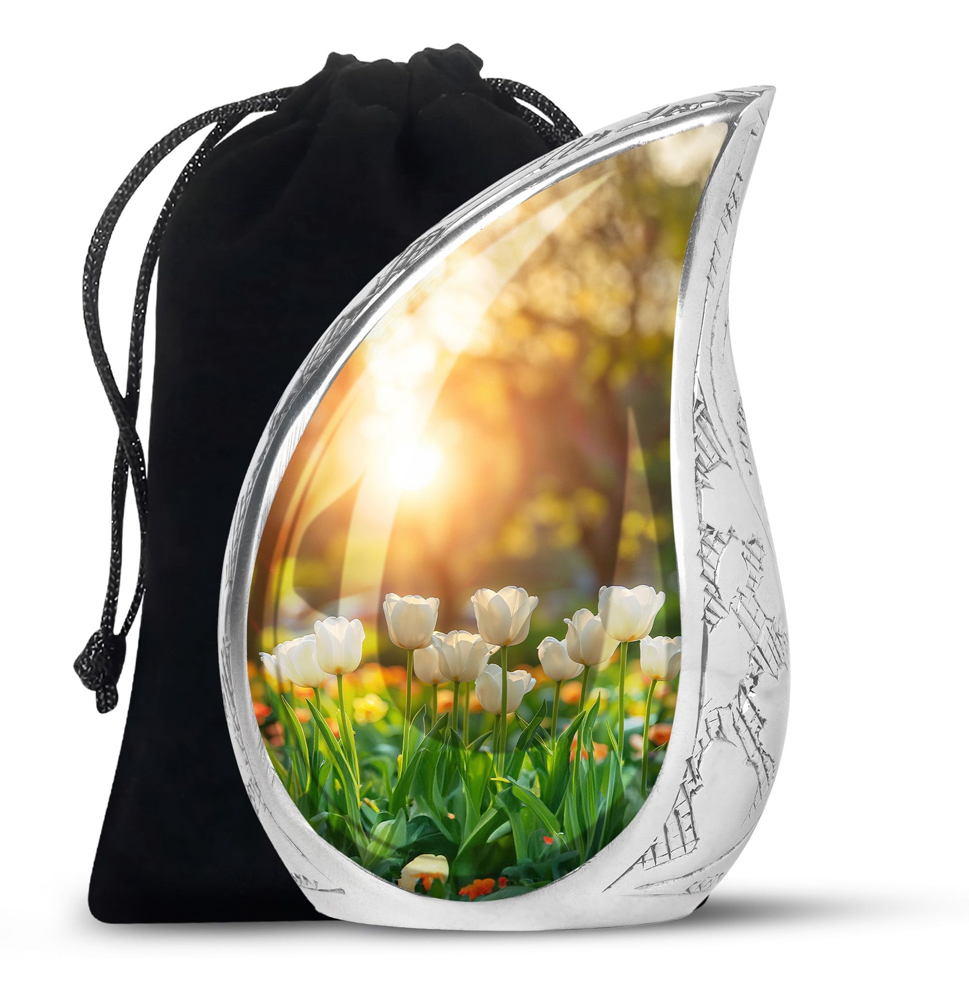 Peaceful Tulip Funeral Urn - Large Memorial Urn For Human Ashes