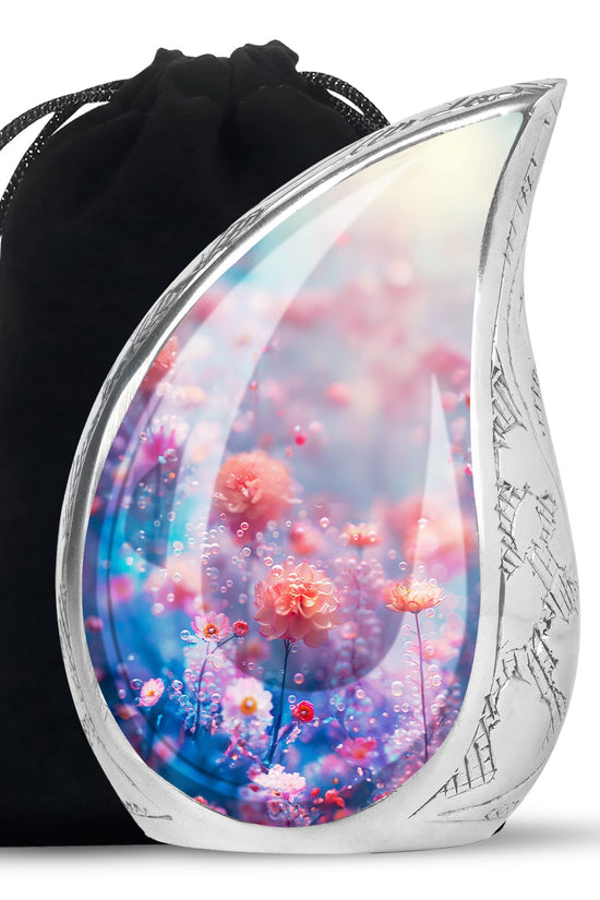 Pink Fantasy Floral Urn - Elegant Memorial Cremation Urn For Ashes