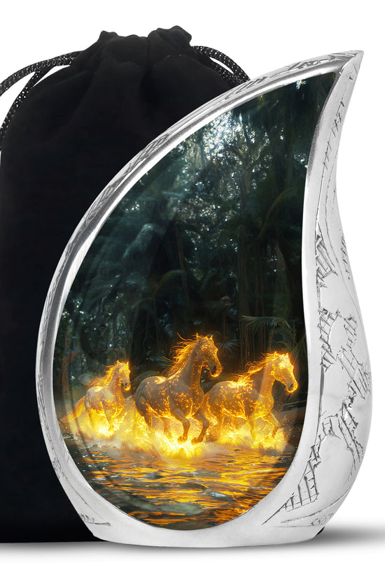 Horse Theme Funeral Urn - Large Memorial Urn For Loved Ones