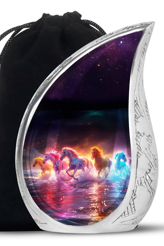 Mystic Blue Horse Cremation Urn - Memorial Urn For Human Ashes
