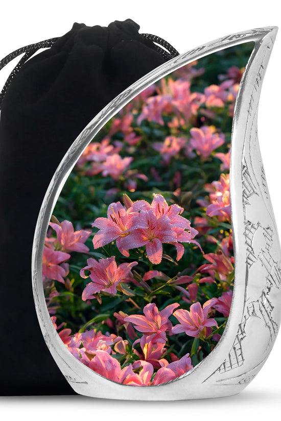 Pink Lily Cremation Urn - Elegant Floral Memorial Urn For Adult Ashes