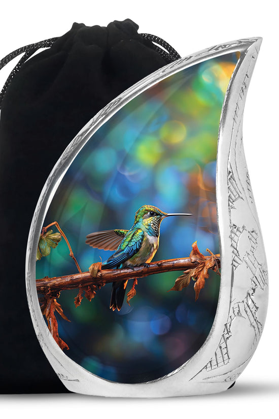 Senic Hummingbird Memorial Urn - Blue Aluminium Urn For Loved Ones