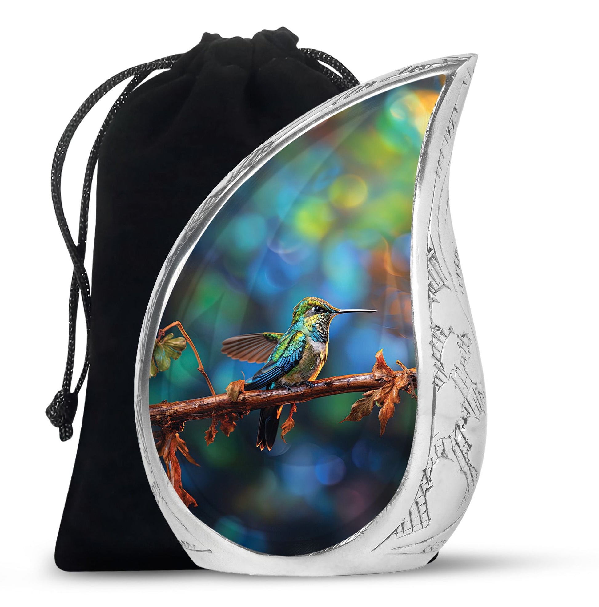 Senic Hummingbird Memorial Urn - Blue Aluminium Urn For Loved Ones