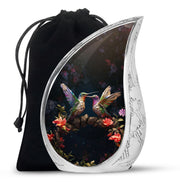 Paper Artistic Hummingbird Cremation Urn - Black Aluminium Urn For Burial