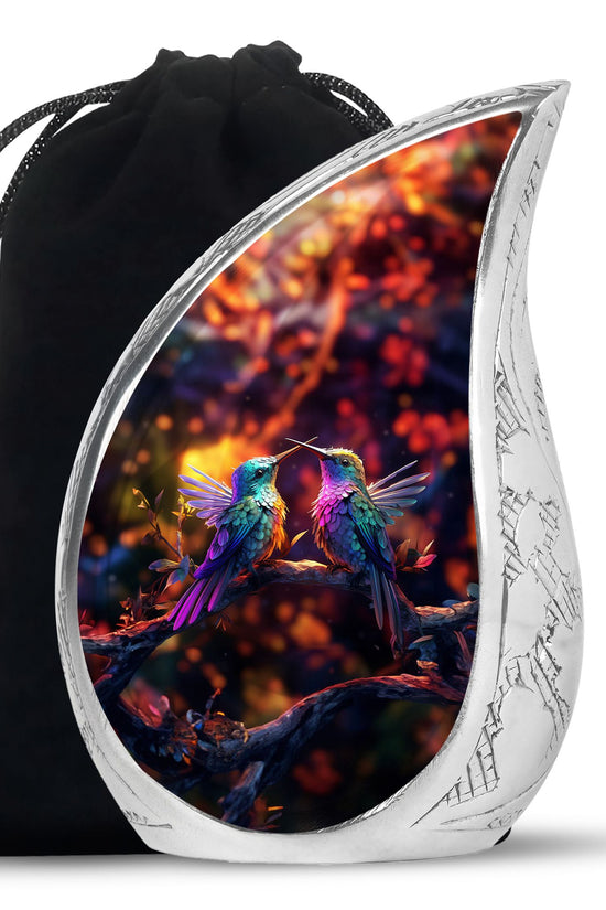Colorful Hummingbird Funeral Urn - Couple Ashes Urn For Loved Ones