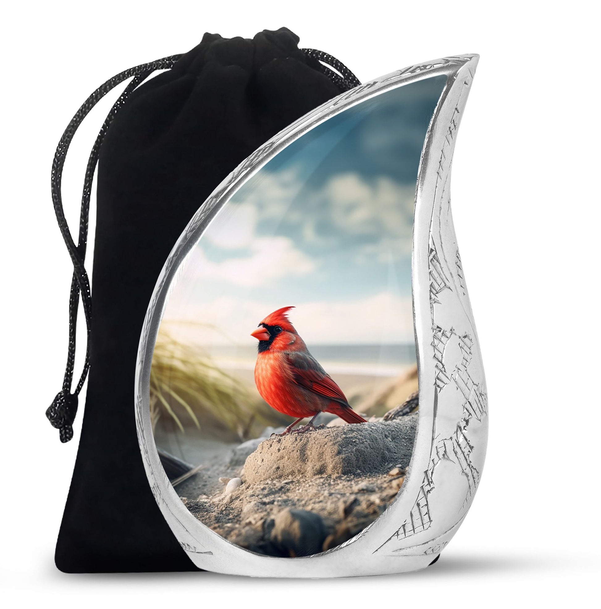 Red Cardinal Cremation Urn - Large Memorial Urn For Human Ashes