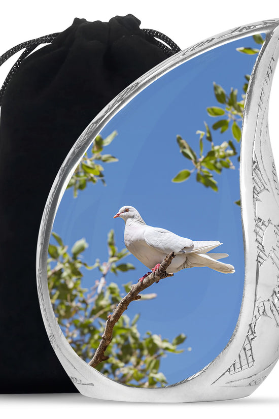 White Bird Memorial Urn - Dove Theme Cremation Urn For Loved Ones
