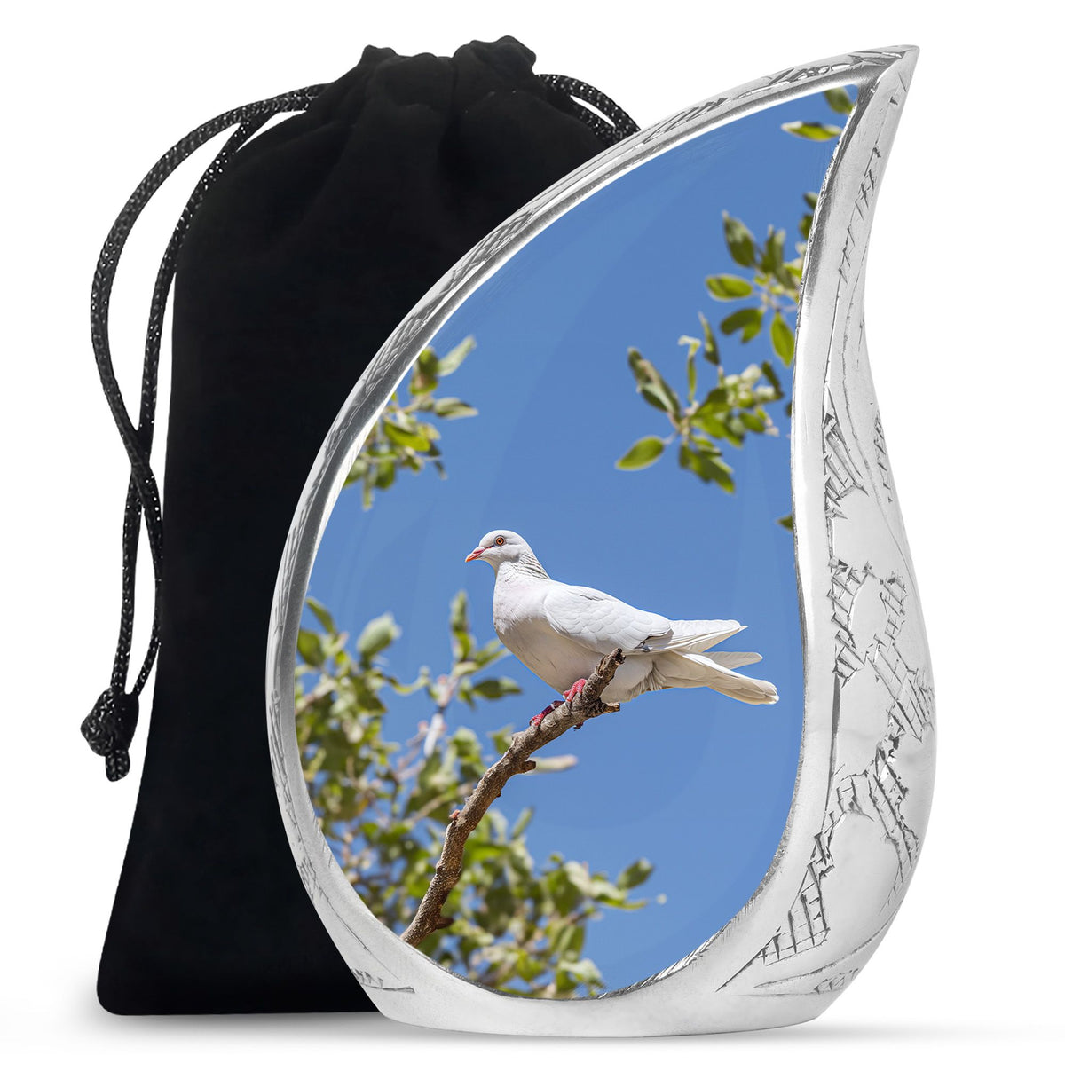 White Bird Memorial Urn - Dove Theme Cremation Urn For Loved Ones
