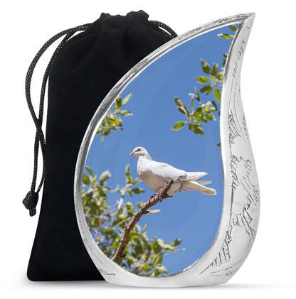 White Bird Memorial Urn - Dove Theme Cremation Urn For Loved Ones