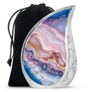 Pink Marble Cremation Urn - Gold Luxury Memorial Urn For Adult Ashes