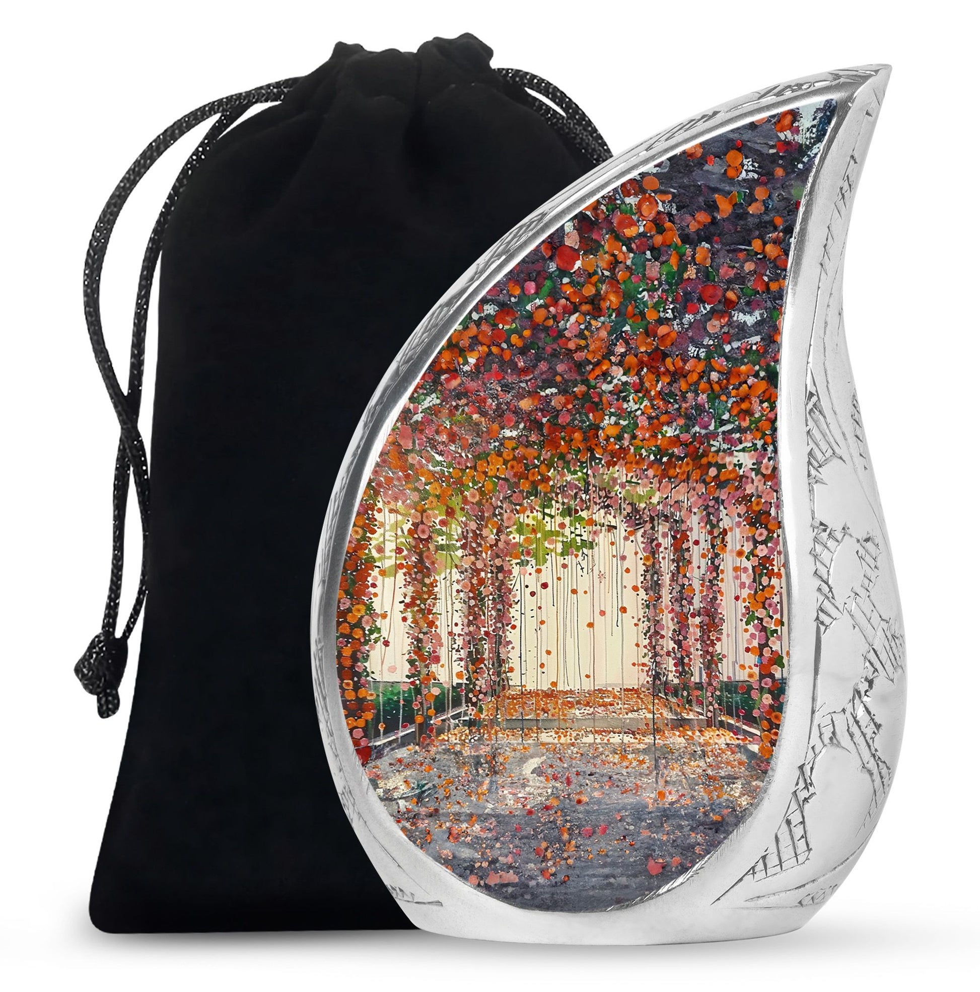 Artistic Flower Burial Urn - Aluminium Cremation Urn For Loved Ones