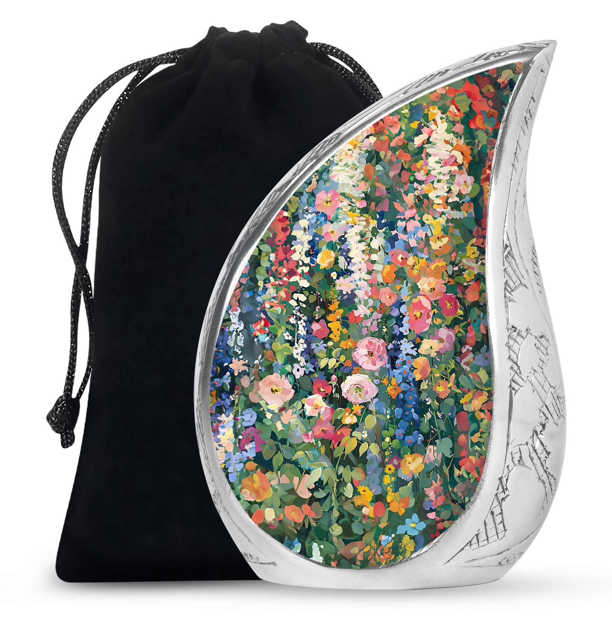 Elegant Artistic Flower Memorial Urn - Flower Theme Cremation Urn For Ashes
