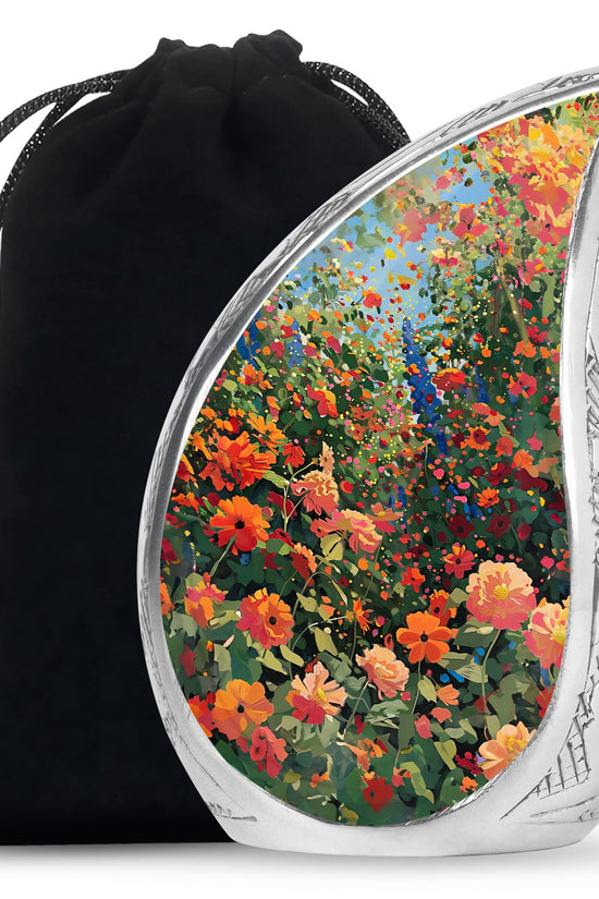 Colorful Flower Field Funeral Urn - Nature Inspired Cremation Urn