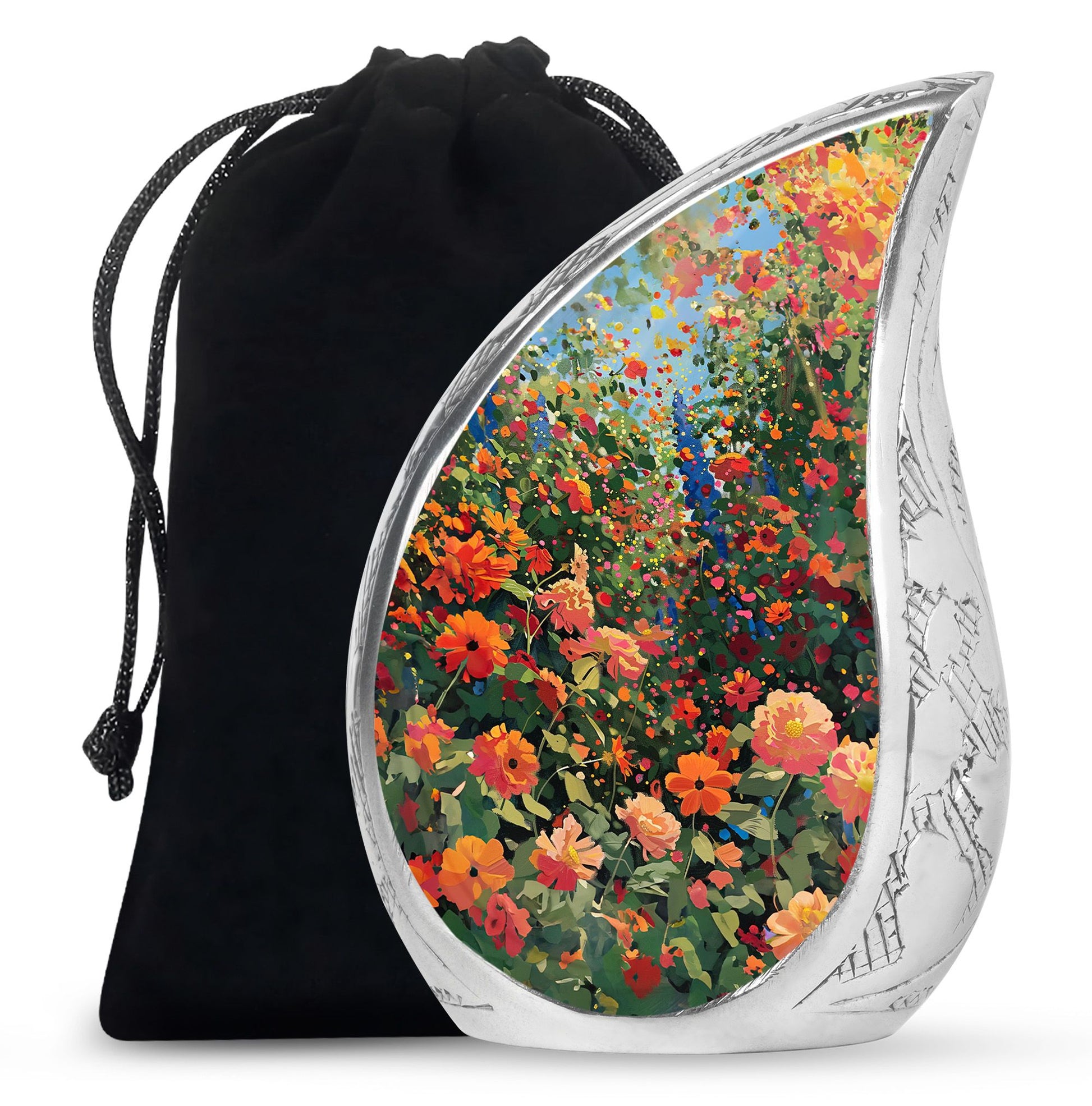 Colorful Flower Field Funeral Urn - Nature Inspired Cremation Urn