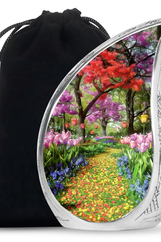 Peaceful Flower Path Cremation Urn - Elegant Floral Burial Urn For Adults