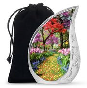 Peaceful Flower Path Cremation Urn - Elegant Floral Burial Urn For Adults
