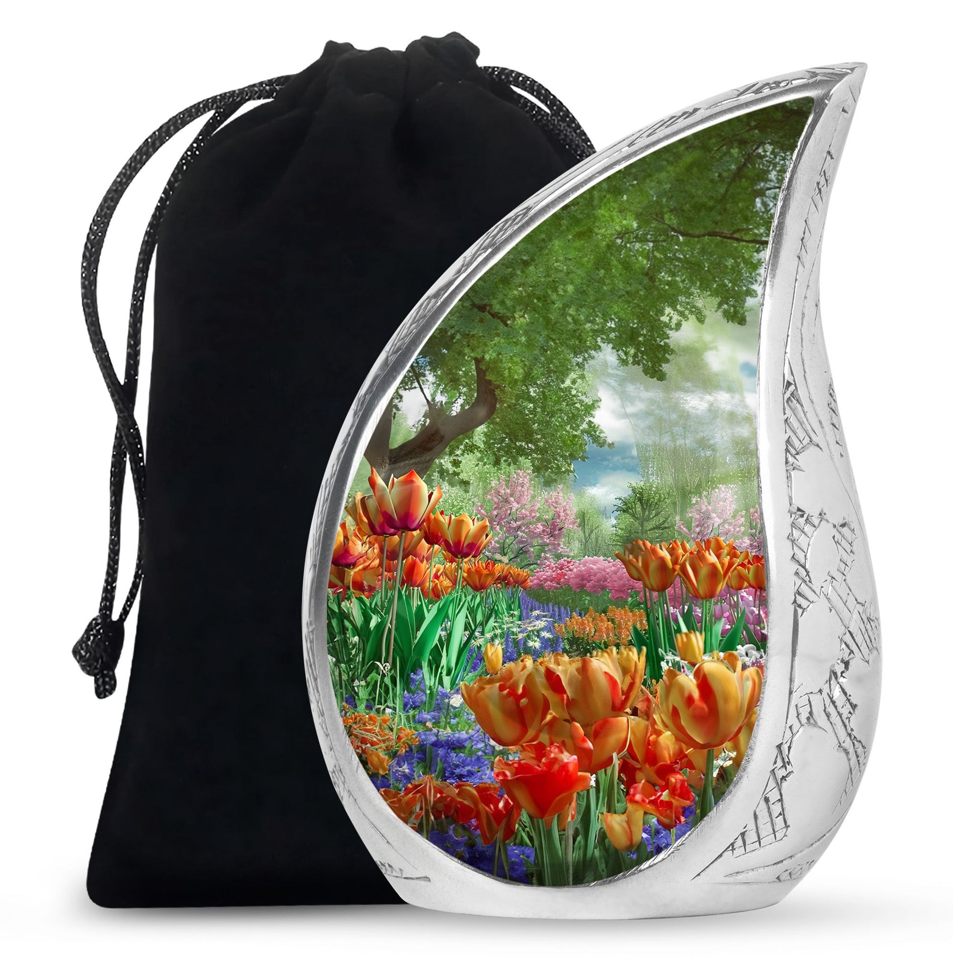 Flower Theme Memorial Urn - Beautiful Funeral Urn For Adult Ashes