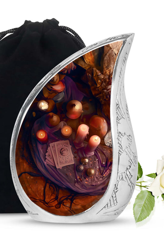 Spiritual Tarot Memorial Urn - Mystic Candle Funeral Urn For Adult Ashes