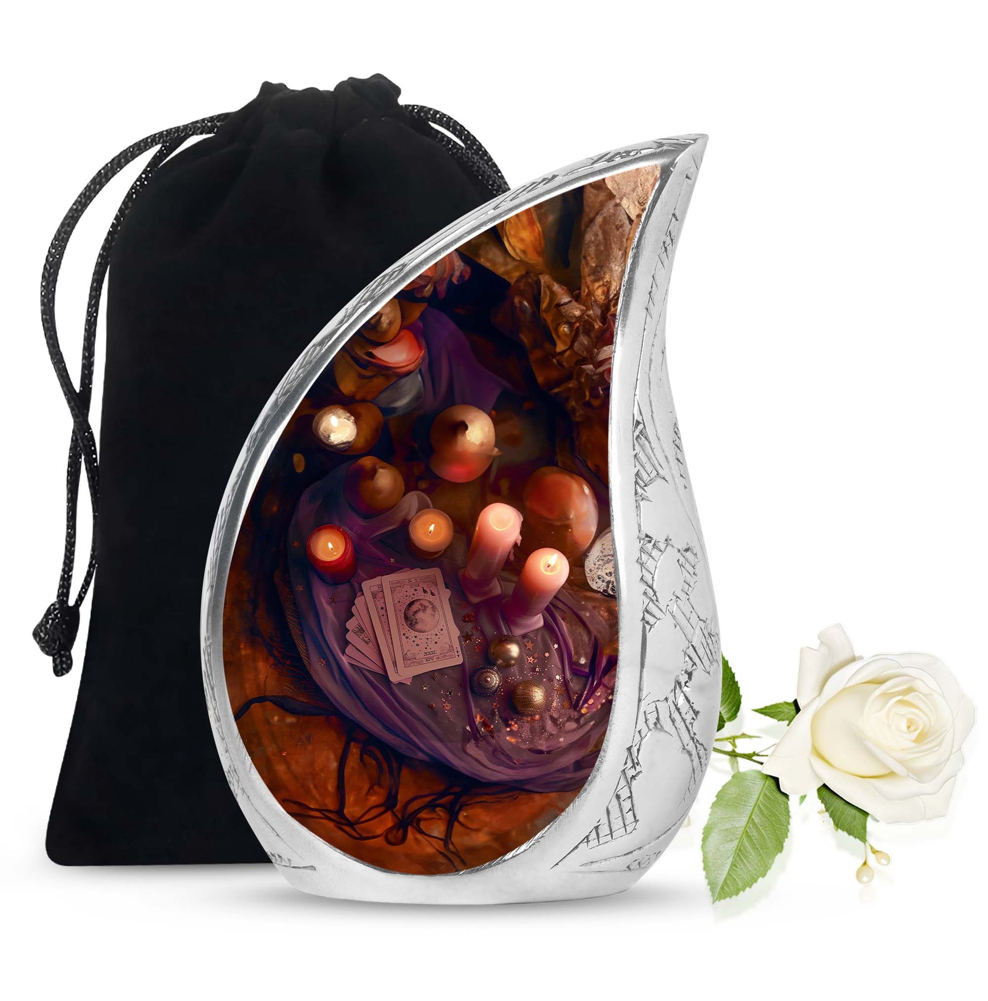 Spiritual Tarot Memorial Urn - Mystic Candle Funeral Urn For Adult Ashes