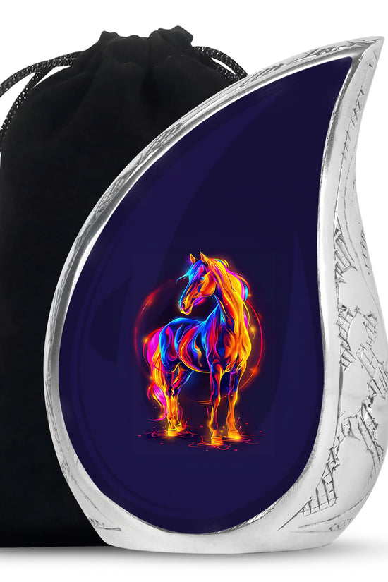 Horse Theme Cremation Urn - Colourful Memorial Urn For Human Ashes
