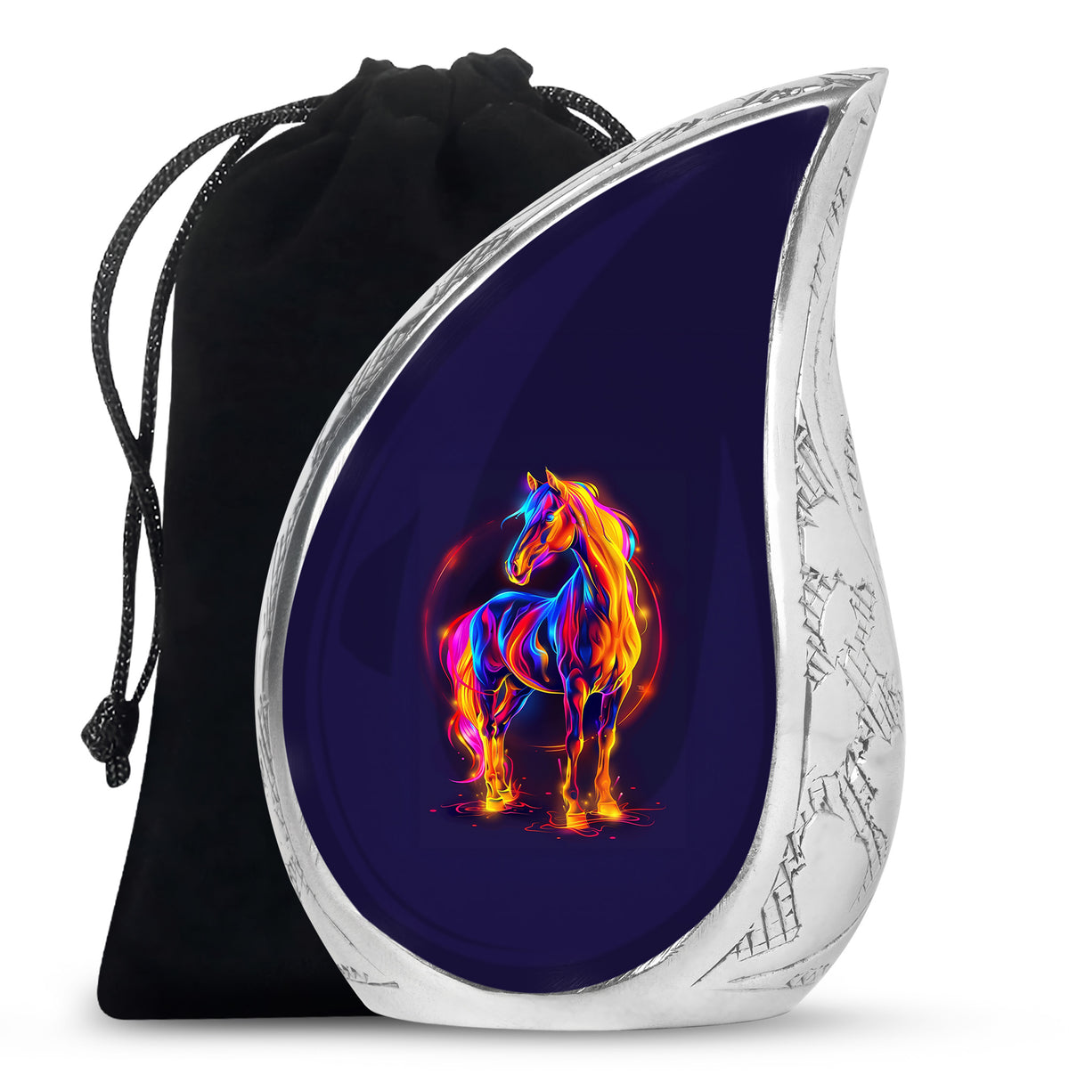 Horse Theme Cremation Urn - Colourful Memorial Urn For Human Ashes