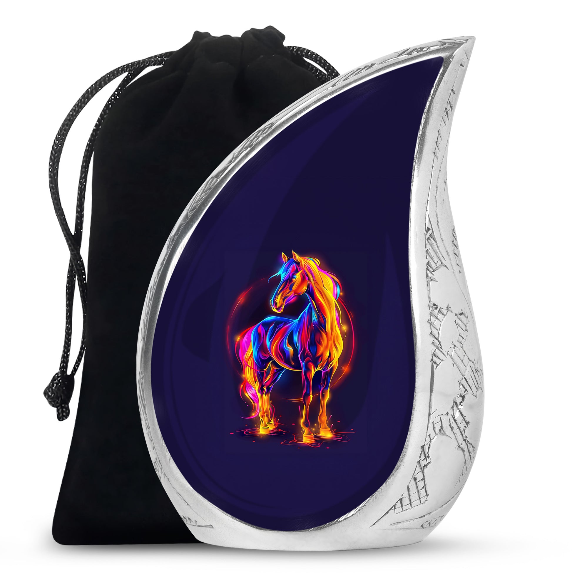 Horse Theme Cremation Urn - Colourful Memorial Urn For Human Ashes