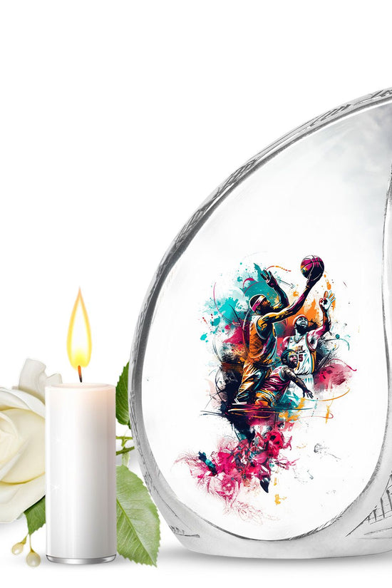 Basketball Colourful Theme Memorial Urn - Artistic Funeral Urn For Adult Ashes