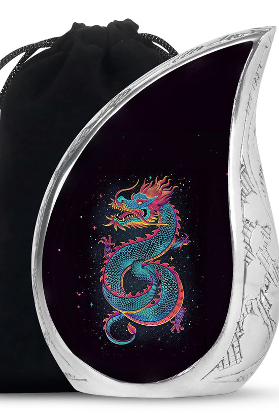 Celestial Blue Dragon Cremation Urn - Aluminium Memorial Urn For Human Ashes