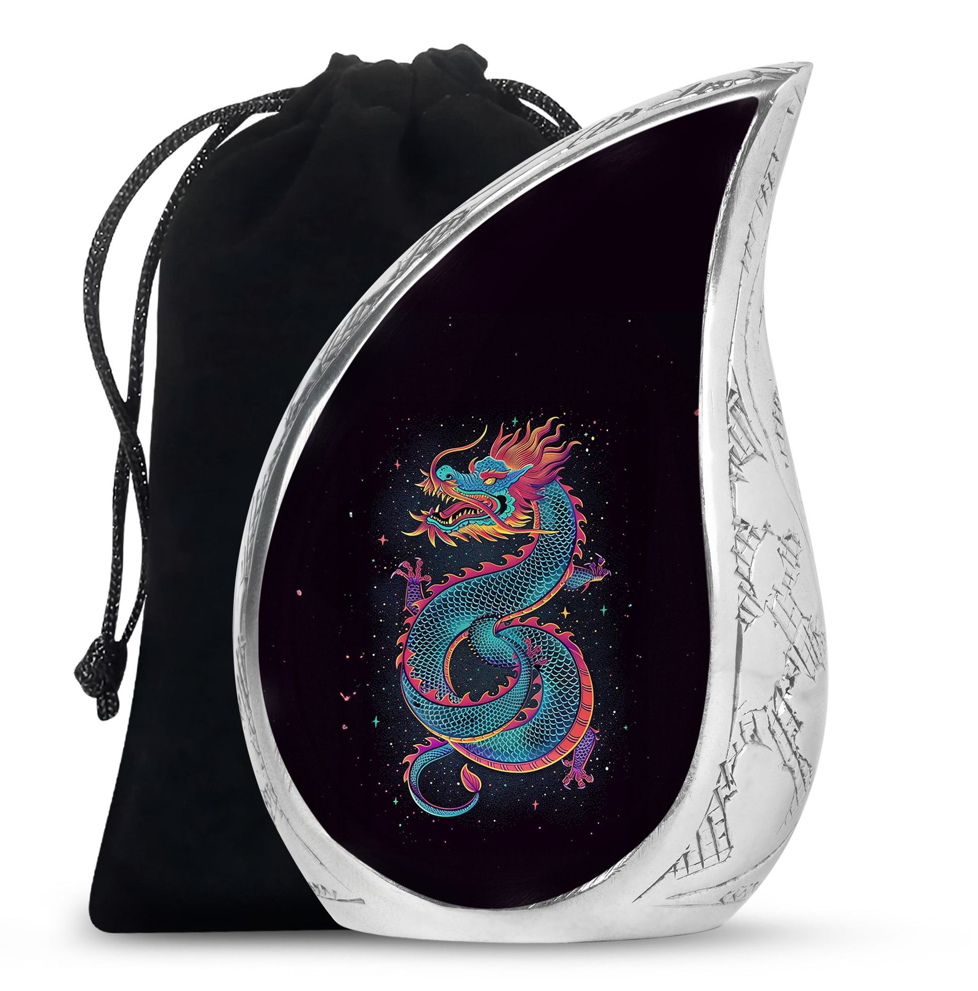 Celestial Blue Dragon Cremation Urn - Aluminium Memorial Urn For Human Ashes