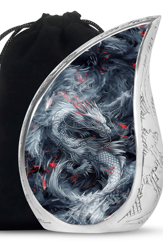 Midnight Fantasy Dragon Cremation Urn For Ashes – Black Memorial Urn