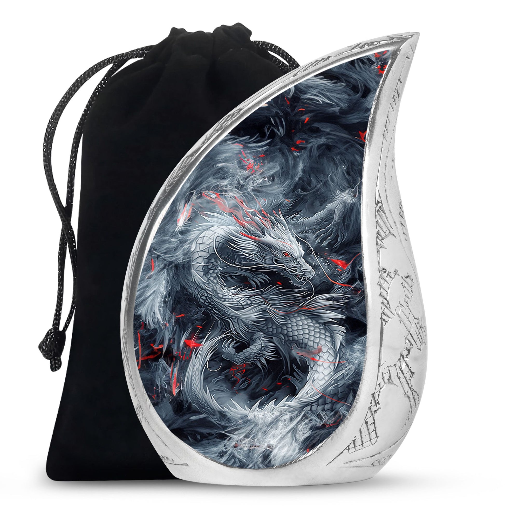 Midnight Fantasy Dragon Cremation Urn For Ashes – Black Memorial Urn