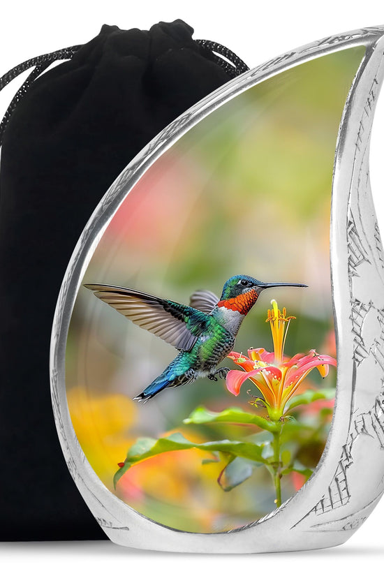 Colourful Hummingbird Memorial Urn - Beautiful Cremation Urn For Adult Ashes