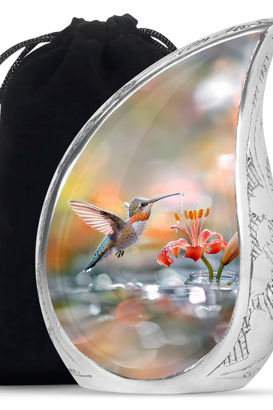 Floral Hummingbird Memorial Urn - Elegent Funeral Urn For Loved Ones