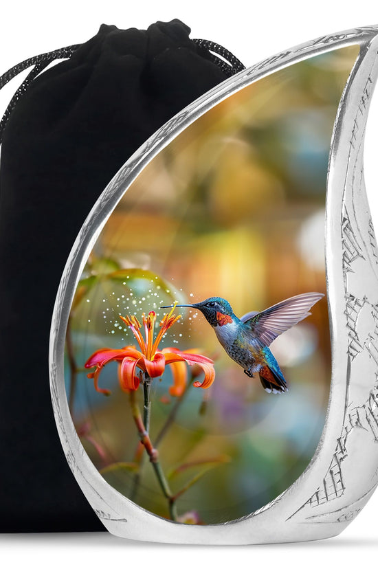 Decorative Floral Hummingbird Cremation Urn - Beautiful Ashes Urn For Human Ashes